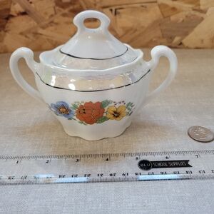 Floral White Sugar Bowl with Lid